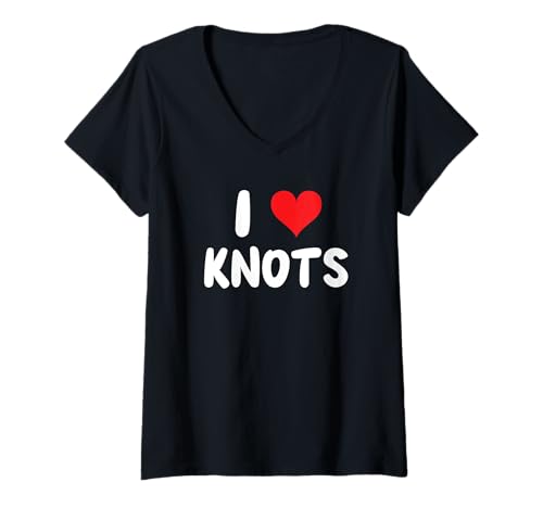 Damen I Love Knots – Herz – Knoten binden Schiff Boot Yacht Seemann T-Shirt mit V-Ausschnitt von Funny Job Hobby Boss Co-Worker for Men Women by RJ