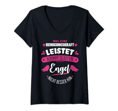 Damen Reinigungskraft Putzfrau Lustige Sprüche Hausfrau Putzen T-Shirt mit V-Ausschnitt Damen Reinigungskraft Putzfrau Lustige Sprüche Hausfrau Putzen T-Shirt mit V-Ausschnitt von Funny Job Quotes