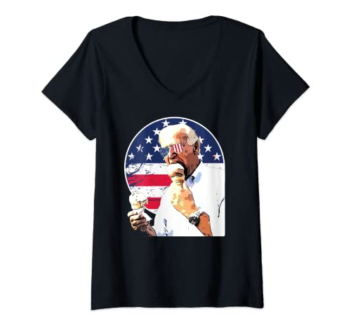 Damen Der lustige Joe Biden liebt es, Eis mit Fliegern zu essen T-Shirt mit V-Ausschnitt Damen Der lustige Joe Biden liebt es, Eis mit Fliegern zu essen T-Shirt mit V-Ausschnitt von Funny Joe Biden Eating Ice Cream Apparel