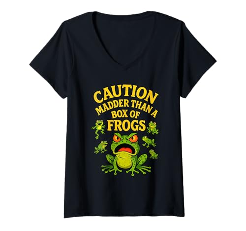 Damen Lustige Witze für Männer Box mit Fröschen T-Shirt mit V-Ausschnitt von Funny Joke Designs For Men and Women