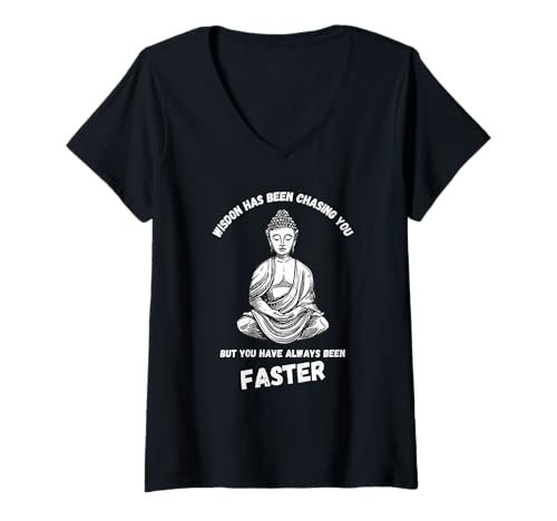 Damen Die Weisheit hat Dich verfolgt, Aber du warst Immer schneller T-Shirt mit V-Ausschnitt von Funny Joke Shirts by Southerngal