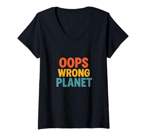 Damen Ups, falscher Planet. T-Shirt mit V-Ausschnitt Damen Ups, falscher Planet. T-Shirt mit V-Ausschnitt von Funny Joke Tees Merch Store