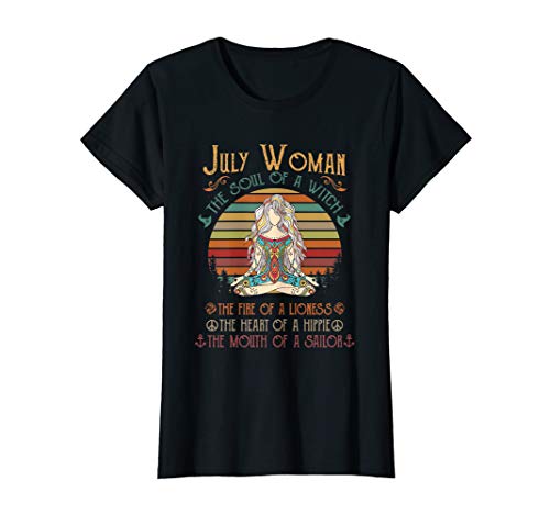 Damen July Woman The Soul of A Witch Funny Birthday T-Shirt Damen July Woman The Soul of A Witch Funny Birthday T-Shirt von Funny July Woman Birthday Gifts
