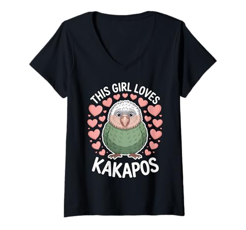 Damen Dieses Mädchen liebt Kakapos Lustiger Kakapo T-Shirt mit V-Ausschnitt Damen Dieses Mädchen liebt Kakapos Lustiger Kakapo T-Shirt mit V-Ausschnitt von Funny Kakapos Cute Kakapo Designs