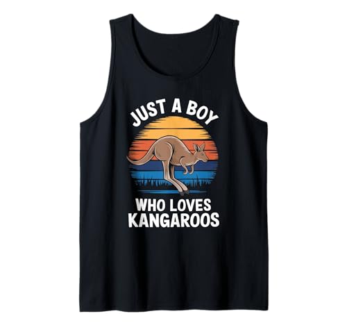 Herren Nur EIN Junge, der Kängurus liebt, Vintage-Känguru-Liebhaber bei Sonnenuntergang Tank Top von Funny Kangaroo Lover Apparel for Men Women