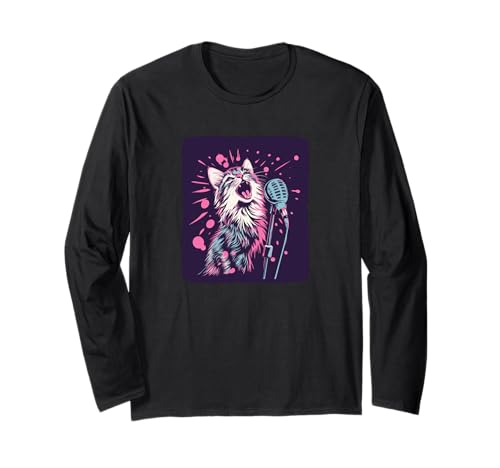 Singende Nacht Katze Kostüm für Jungen und Mädchen Langarmshirt Singende Nacht Katze Kostüm für Jungen und Mädchen Langarmshirt von Funny Karaoke Cat