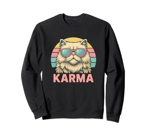 Vintage Retro Katze Musik für Teenager Mädchen Kinder Frauen Männer Karma Sweatshirt Vintage Retro Katze Musik für Teenager Mädchen Kinder Frauen Männer Karma Sweatshirt von Funny Karma Cat Lover Gifts Merch