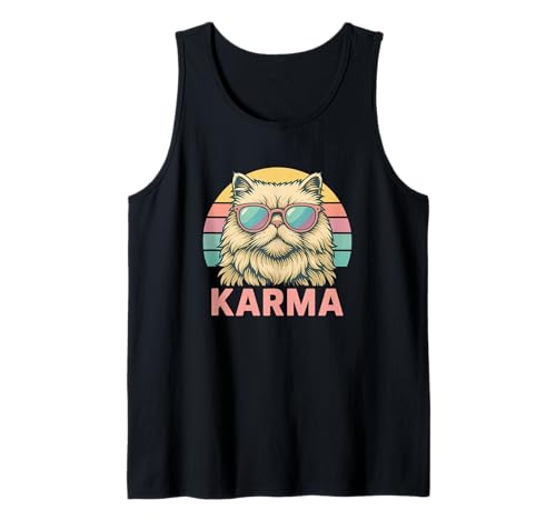 Vintage Retro Katze Musik für Teenager Mädchen Kinder Frauen Männer Karma Tank Top Vintage Retro Katze Musik für Teenager Mädchen Kinder Frauen Männer Karma Tank Top von Funny Karma Cat Lover Gifts Merch