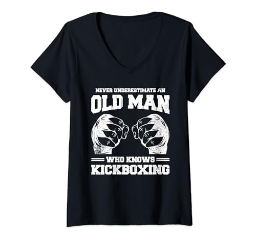 Never Underestimate An Old Man Who Knows Kickboxing T-Shirt mit V-Ausschnitt Never Underestimate An Old Man Who Knows Kickboxing T-Shirt mit V-Ausschnitt von Funny Kickboxing Ausrüstung Kickboxing Zubehör