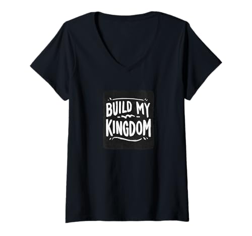 Damen Build My Kingdom Statement Kostüm für Jungen und Mädchen T-Shirt mit V-Ausschnitt Damen Build My Kingdom Statement Kostüm für Jungen und Mädchen T-Shirt mit V-Ausschnitt von Funny Kingdom Outfit