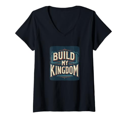 Damen Tolles Build My Kingdom Statement-Kostüm für Erwachsene und Kinder T-Shirt mit V-Ausschnitt Damen Tolles Build My Kingdom Statement-Kostüm für Erwachsene und Kinder T-Shirt mit V-Ausschnitt von Funny Kingdom Outfit