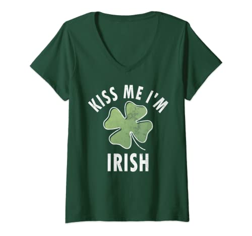 Damen Lustiges St. Patricks Day Shirt Kiss Me I'm Irish T-Shirt mit V-Ausschnitt Damen Lustiges St. Patricks Day Shirt Kiss Me I'm Irish T-Shirt mit V-Ausschnitt von Funny Kiss Me I'm Irish Shirts