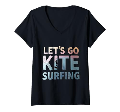 Damen Let's Go Kite-Surfdrachen für lustige Surfer & Kite-Surfer T-Shirt mit V-Ausschnitt Damen Let's Go Kite-Surfdrachen für lustige Surfer & Kite-Surfer T-Shirt mit V-Ausschnitt von Funny Kite Meme Let’s Go Kitesurfing Surfing Kite