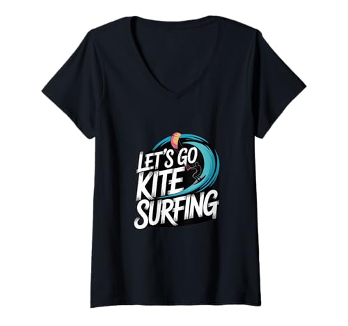 Damen Let's Go Kite-Surfdrachen für lustige Surfer & Kite-Surfer T-Shirt mit V-Ausschnitt Damen Let's Go Kite-Surfdrachen für lustige Surfer & Kite-Surfer T-Shirt mit V-Ausschnitt von Funny Kite Meme Let’s Go Kitesurfing Surfing Kite