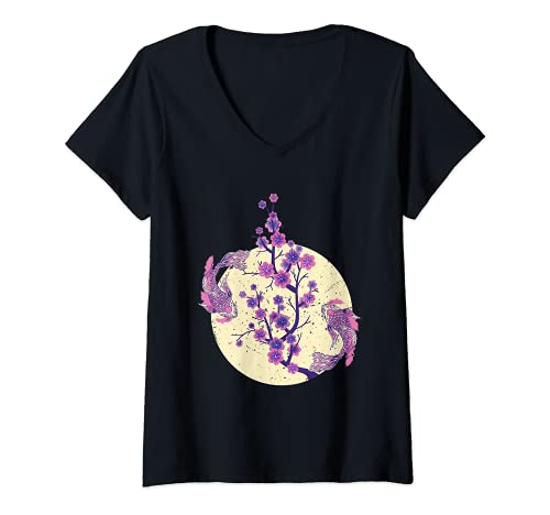 Damen Koi-Karpfenfisch, lustig, niedlich, japanischer Angelliebhaber T-Shirt mit V-Ausschnitt Damen Koi-Karpfenfisch, lustig, niedlich, japanischer Angelliebhaber T-Shirt mit V-Ausschnitt von Funny Koi Fish Graphic & More
