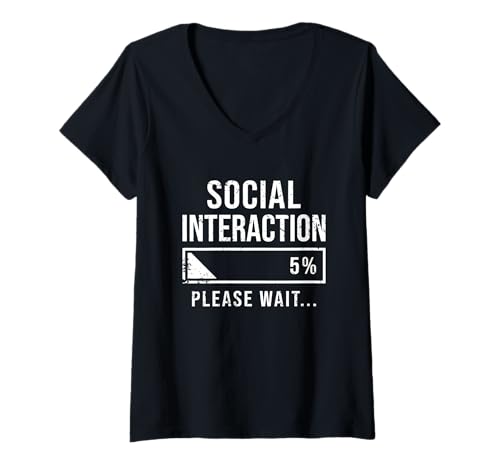 Damen Soziale Batterie Leer Introvertiert Ladebalken Sarkasmus T-Shirt mit V-Ausschnitt Damen Soziale Batterie Leer Introvertiert Ladebalken Sarkasmus T-Shirt mit V-Ausschnitt von Funny Ladebalken Designs