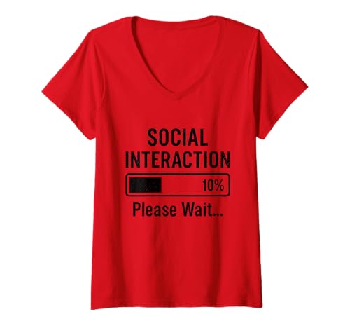 Damen Soziale Batterie Leer Introvertiert Ladebalken Sarkasmus T-Shirt mit V-Ausschnitt Damen Soziale Batterie Leer Introvertiert Ladebalken Sarkasmus T-Shirt mit V-Ausschnitt von Funny Ladebalken Designs