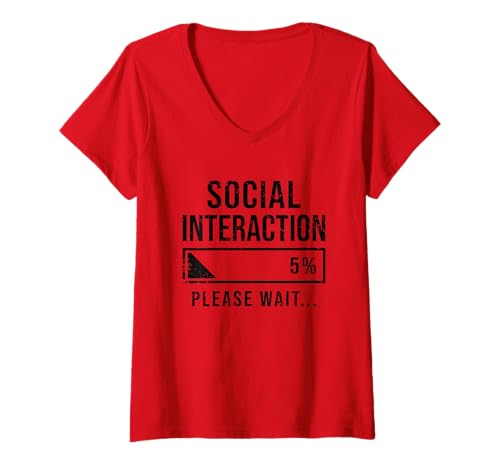 Damen Soziale Batterie Leer Introvertiert Ladebalken Sarkasmus T-Shirt mit V-Ausschnitt Damen Soziale Batterie Leer Introvertiert Ladebalken Sarkasmus T-Shirt mit V-Ausschnitt von Funny Ladebalken Designs