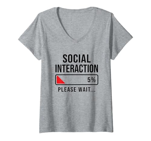 Damen Soziale Batterie Leer Introvertiert Ladebalken Sarkasmus T-Shirt mit V-Ausschnitt Damen Soziale Batterie Leer Introvertiert Ladebalken Sarkasmus T-Shirt mit V-Ausschnitt von Funny Ladebalken Designs