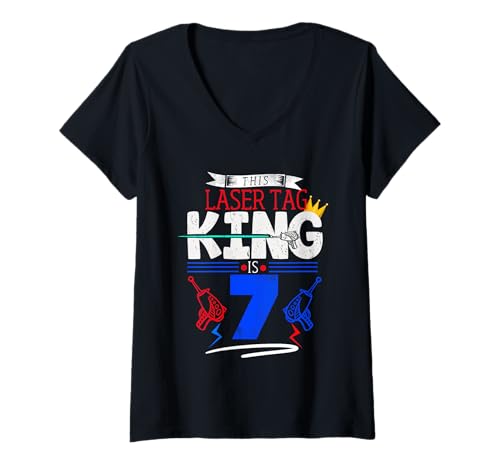 Damen Laser Tag 7th Birthday T-Shirt Laser Tag King Turn 7 T-Shirt mit V-Ausschnitt Damen Laser Tag 7th Birthday T-Shirt Laser Tag King Turn 7 T-Shirt mit V-Ausschnitt von Funny Laser Tag Birthday Shirt