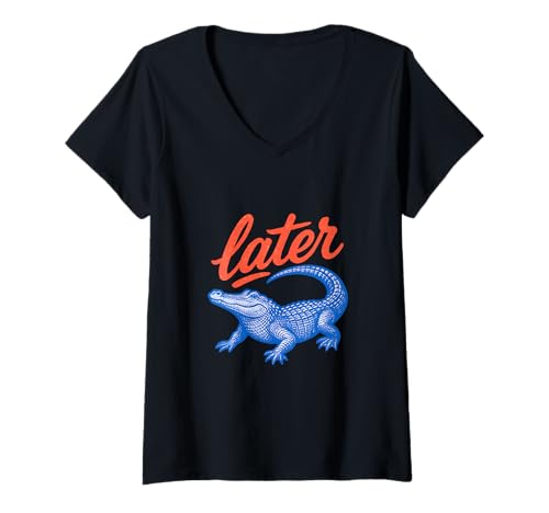 Damen Später Gator Later Alligator T-Shirt mit V-Ausschnitt Damen Später Gator Later Alligator T-Shirt mit V-Ausschnitt von Funny Later Gator Later Alligator Gifts Apparel