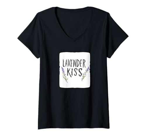 Damen Hübsche Lavendelsaison T-Shirt mit V-Ausschnitt von Funny Lavender