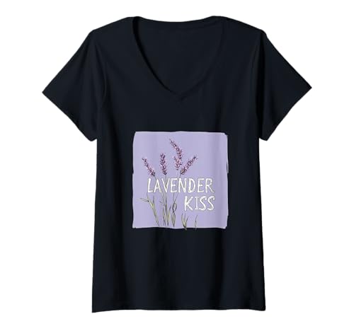 Damen Lustiges Lavendel-Kuss-Sprech-Outfit T-Shirt mit V-Ausschnitt Damen Lustiges Lavendel-Kuss-Sprech-Outfit T-Shirt mit V-Ausschnitt von Funny Lavender