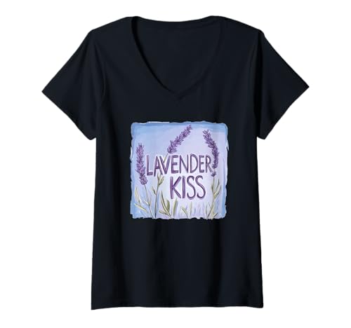 Damen Schöne Gartensaison mit diesem Lavendel-Kuss-Statement T-Shirt mit V-Ausschnitt Damen Schöne Gartensaison mit diesem Lavendel-Kuss-Statement T-Shirt mit V-Ausschnitt von Funny Lavender