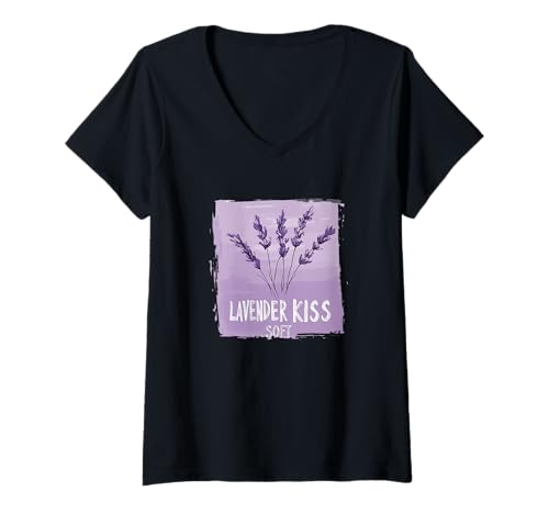Damen Tolles Wildblumen-Outfit mit Lavendel in der Gartensaison T-Shirt mit V-Ausschnitt Damen Tolles Wildblumen-Outfit mit Lavendel in der Gartensaison T-Shirt mit V-Ausschnitt von Funny Lavender
