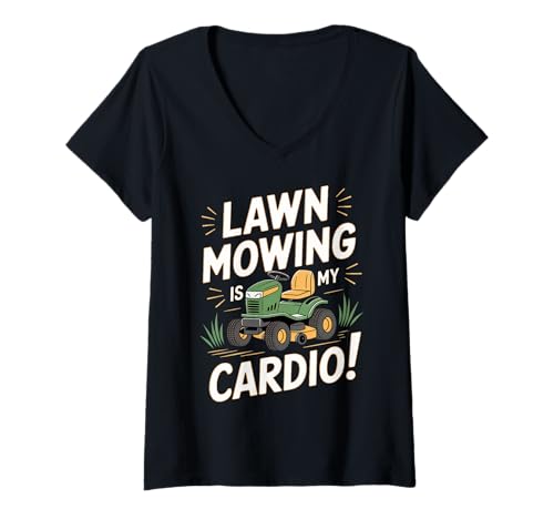 Damen Rasenmähen ist Mein Cardio Landschaftsgärtner Gärtner Gartenarbeit Zitat T-Shirt mit V-Ausschnitt Damen Rasenmähen ist Mein Cardio Landschaftsgärtner Gärtner Gartenarbeit Zitat T-Shirt mit V-Ausschnitt von Funny Lawn Garden Grass Keeper Yard Worker Outdoor