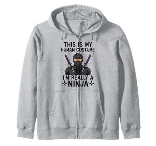 Einfache Halloween-Kostüme für Männer und Frauen, lustiges Ninja-Kostüm Kapuzenjacke von Funny Lazy Halloween Costumes