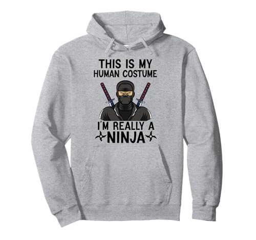 Einfache Halloween-Kostüme für Männer und Frauen, lustiges Ninja-Kostüm Pullover Hoodie von Funny Lazy Halloween Costumes