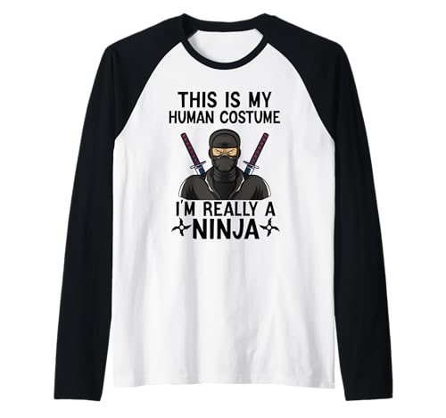 Einfache Halloween-Kostüme für Männer und Frauen, lustiges Ninja-Kostüm Raglan von Funny Lazy Halloween Costumes