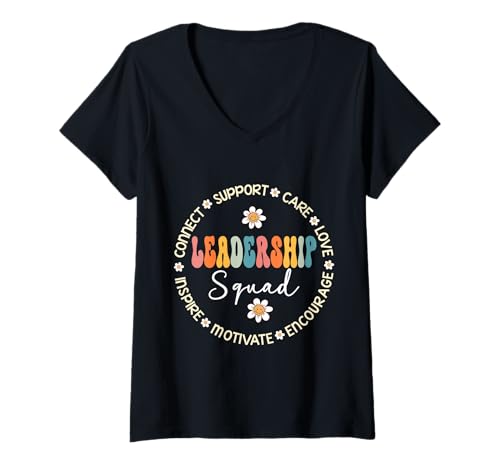 Damen Führung Admin Leiter Chef Manager CEO Führungsteam T-Shirt mit V-Ausschnitt von Funny Leadership Squad Apparel & Shirts