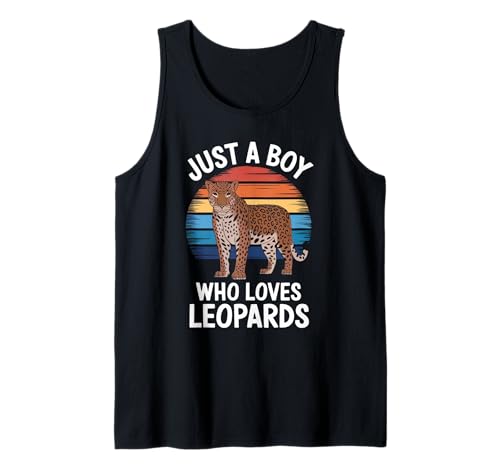 Herren Just A Boy Who Loves Leopards Wildlife Fan Jungen Kinder Leopard Tank Top von Funny Leopard Lover Clothing