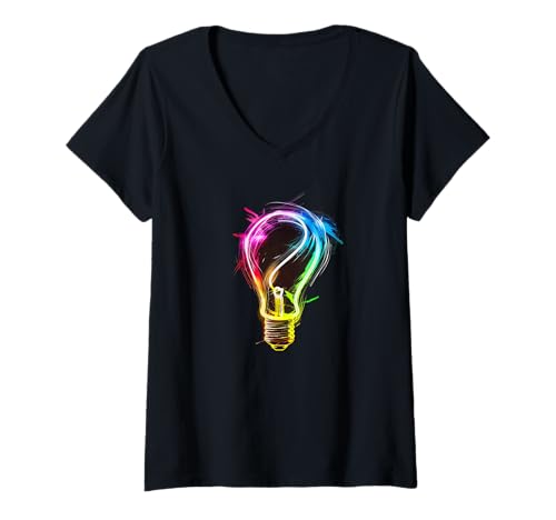 Damen Schönes Glühbirnen-Kostüm T-Shirt mit V-Ausschnitt Damen Schönes Glühbirnen-Kostüm T-Shirt mit V-Ausschnitt von Funny Light Bulb Outfit