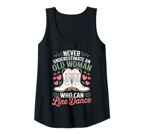Damen Line Dance Alte Frau Lustiger Line Dance Tank Top Damen Line Dance Alte Frau Lustiger Line Dance Tank Top von Funny Line Dancer Woman Cool Country Design