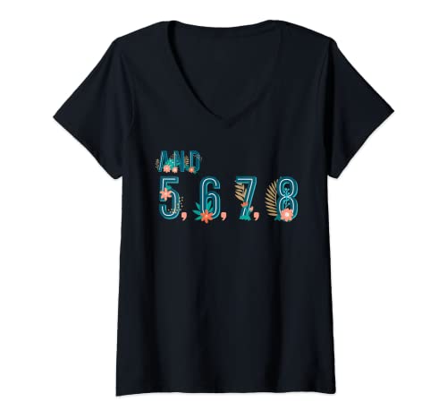 Damen Und 5, 6, 7, 8 Tanzsalsa Ballerina Tänzer Poledance Pointe T-Shirt mit V-Ausschnitt Damen Und 5, 6, 7, 8 Tanzsalsa Ballerina Tänzer Poledance Pointe T-Shirt mit V-Ausschnitt von Funny Line Tap Choreography Ballet Design Gift