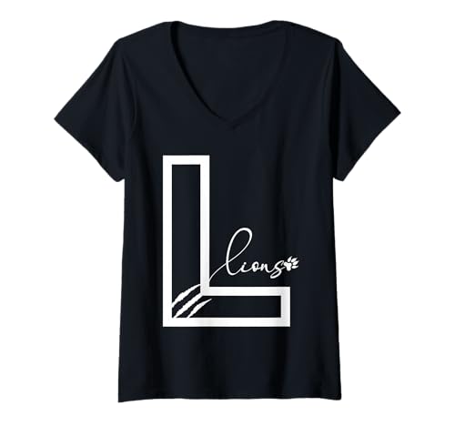 Damen Lions Maskottchen Schule Sport Fan Team Spirit Back to School T-Shirt mit V-Ausschnitt Damen Lions Maskottchen Schule Sport Fan Team Spirit Back to School T-Shirt mit V-Ausschnitt von Funny Lions Game Day School Teacher Family Support