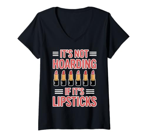 Damen Horten Lippenstifte Lustiger Lippenstift T-Shirt mit V-Ausschnitt von Funny Lipsticks Cool Lipstick Lover Design