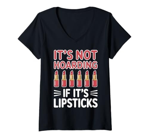 Damen Horten Lippenstifte Lustiger Lippenstift T-Shirt mit V-Ausschnitt von Funny Lipsticks Cool Lipstick Lover Designs
