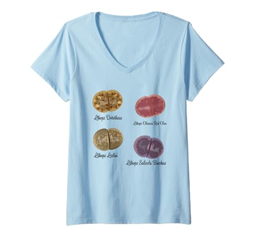 Damen Tu Süßes Lithops Lover Kostüm Sukkulenten Zimmerpflanze Übertopf T-Shirt mit V-Ausschnitt Damen Tu Süßes Lithops Lover Kostüm Sukkulenten Zimmerpflanze Übertopf T-Shirt mit V-Ausschnitt von Funny Lithops Plant Shirt Gardening Lover