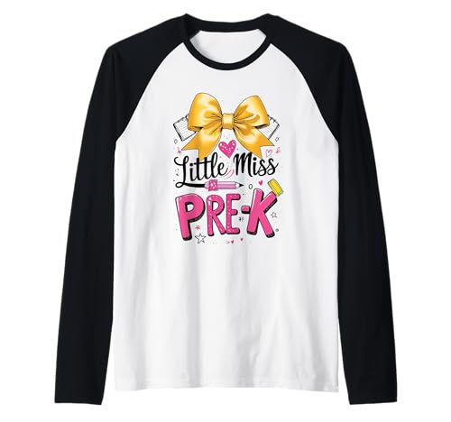 Little Miss Pre K Bleistiftschleife für Mädchen erster Tag von PRE-K Raglan von Funny Little Miss Pre-K Girls Kids School Apparel