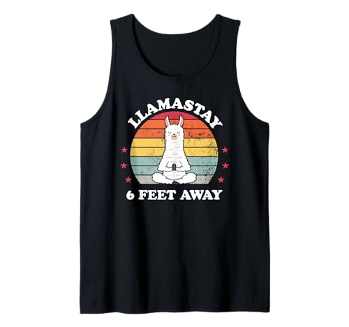 Llamastay 1,8 m entfernt Lustiges Lama Stay Social Distancing Tank Top von Funny Llamastay 6 Feet Away Apparel