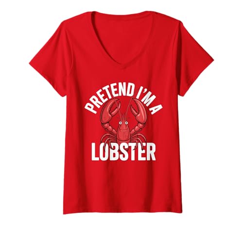 Damen Lustige Halloween-Party, Meeresfrüchte-Liebhaber Pretend I'm a Lobster T-Shirt mit V-Ausschnitt Damen Lustige Halloween-Party, Meeresfrüchte-Liebhaber Pretend I'm a Lobster T-Shirt mit V-Ausschnitt von Funny Lobster Lover Halloween Costume Gifts Idea