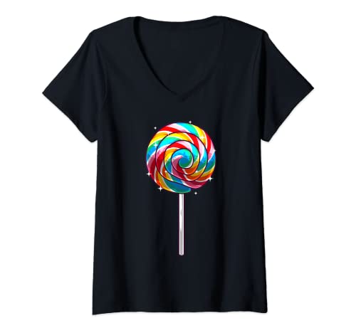 Damen Süßes Lollipop-Design für Männer, Frauen, Kinder, Lutscher, Süßigkeitenliebhaber T-Shirt mit V-Ausschnitt Damen Süßes Lollipop-Design für Männer, Frauen, Kinder, Lutscher, Süßigkeitenliebhaber T-Shirt mit V-Ausschnitt von Funny Lollipop Gift Confection Lolly Sweet Tooth
