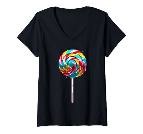 Damen Süßes Lollipop-Design für Männer, Frauen, Kinder, Lutscher, Süßigkeitenliebhaber T-Shirt mit V-Ausschnitt Damen Süßes Lollipop-Design für Männer, Frauen, Kinder, Lutscher, Süßigkeitenliebhaber T-Shirt mit V-Ausschnitt von Funny Lollipop Gift Confection Lolly Sweet Tooth