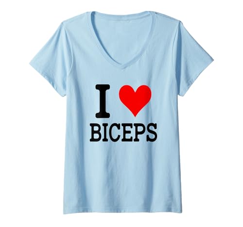 Damen I Love Biceps T-Shirt mit V-Ausschnitt Damen I Love Biceps T-Shirt mit V-Ausschnitt von Funny Love Biceps Apparel