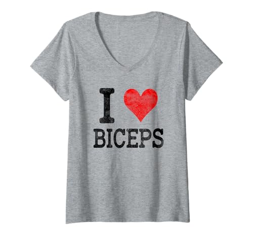 Damen I Love Biceps Vintage T-Shirt mit V-Ausschnitt Damen I Love Biceps Vintage T-Shirt mit V-Ausschnitt von Funny Love Biceps Apparel