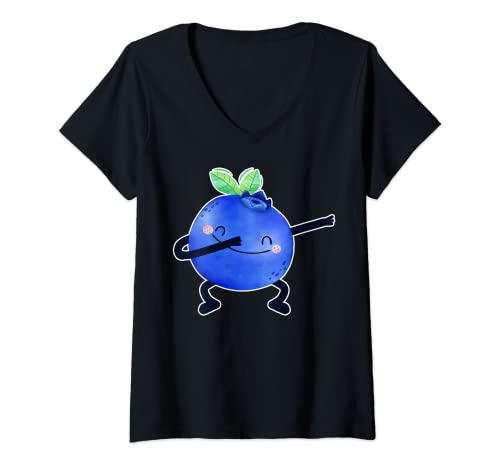 Damen Blueberry Dabbing Lustige Heidelbeeren Fruit Food Lover Grafik T-Shirt mit V-Ausschnitt Damen Blueberry Dabbing Lustige Heidelbeeren Fruit Food Lover Grafik T-Shirt mit V-Ausschnitt von Funny Love Blueberries Graphic & More